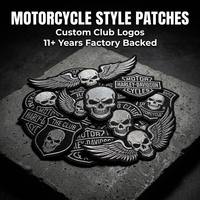 Écussons brodés personnalisés style moto, logo personnalisé, écussons pour motards, vestes, gilets, fabrication OEM ODM, vente en gros, durables