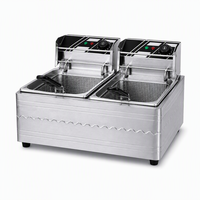 Friteuse électrique professionnelle 5KW à double cuve YN-EF-82 en acier inoxydable, à poser sur comptoir, avec contrôle indépendant pour restaurant