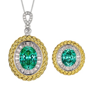 2026 Best Selling Eco-friendly Copper 12*16/10*12mm Colorful Zircon Floral Pendant <b>Earrings</b> Ring Set of Jewelry in Gold Plated - Product Image 1