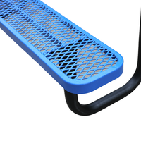 Mobilier d'extérieur bleu commercial table de pique-nique en acier avec banc extérieur restaurant métal table à manger jardin patio table basse