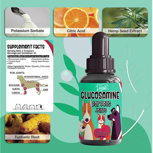 قطرات جلوكوزامين 10 في 1 من شركة تصنيع المعدات الأصلية لحماية الحيوانات الأليفة المعقدة من فيتامين الجلوكوزامين سريع الامتصاص المناعي للكلاب لحماية البراغيث من المفاصل الصحية المعوية - Product Image 2