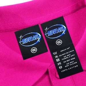 Étiquettes tissées personnalisées pliées au centre pour l'entretien et la taille des vêtements, étiquettes intérieures pour le col des t-shirts - Product Image 1