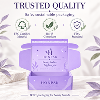 Boîte d'expédition personnalisée HONPAK avec bande adhésive pour produits de beauté, boîte d'emballage en carton ondulé imprimée pour les marques de commerce électronique