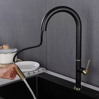 Robinet de cuisine moderne en acier inoxydable noir, monocommande, avec valve en céramique, pour eau chaude et froide, prix usine fournisseur Chine