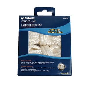100% Nylon Marine Line 2 Pack Braided 1/4"X15ft White Double Braid - Product Image 3