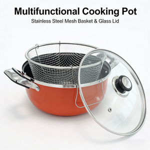 Olla Antiadherente 3 en 1 de Source Factory con Cesta para Freír y Tapa de Vidrio, Apta para Freír, Hervir y Cocinar al Vapor, Compatible con Inducción - Product Image 1