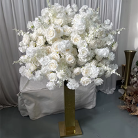 IFG Vente Flash Luxe Moderne Soie 100cm Blanc Boule de Fleurs Artificielles 3D pour Décoration de Table Mariage Fête Événement