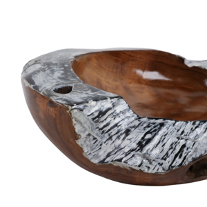 Ciotola decorativa in legno di teak con bordi bruciati per centrotavola da caffè, decorazione per la casa, accessorio per il piano della cucina - Product Image 5