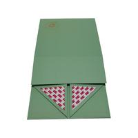 Boîte cadeau en papier magnétique verte avec logo personnalisé de luxe, matériaux recyclables, boîtes d'emballage rigides pliables