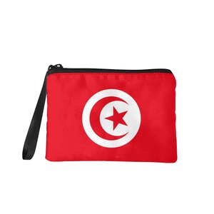 Pochette zippée personnalisée avec drapeau de la <span class=keywords><strong>Tunisie</strong></span>, sac à main, porte-monnaie, sac portable pour femmes et hommes, cadeau à bas prix, vente en gros d'usine - Product Image 1