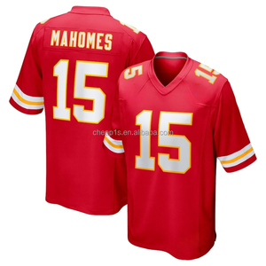 Vente en gros de maillots de football américain cousus pour hommes, Kansas City Chief, rouge # 15 <span class=keywords><strong>Patrick</strong></span> Mahomes # Uniforme de football 87 Travis Kelce - Product Image 2