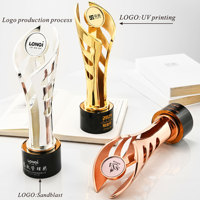 Trophée en métal plaqué or personnalisé Hitop, design 3D avec base en cristal, impression UV, pour événements sportifs, cadeau pour les champions