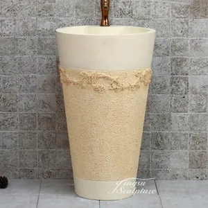 Pia de banheiro com pedestal de mármore personalizada fornecida diretamente da fábrica