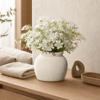 Vase à fleurs en céramique blanche, étanche, style rustique contemporain bohème, à large ouverture, petit et décoratif pour la maison, les tables de mariage et les étagères