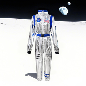 Silver Spacesuit Adult Cosplay Costume NASA Pilot <b>Bodysuit</b> For Halloween Party Role Playing Game Anime - Product Image 1