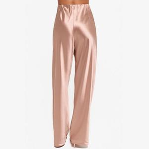 Fabricación de Ropa China, <span class=keywords><strong>Pantalones</strong></span> Anchos de Satén Personalizados para <span class=keywords><strong>Mujer</strong></span>, Color Champán, <span class=keywords><strong>Pantalones</strong></span> Largos Casuales de Satén para <span class=keywords><strong>Mujer</strong></span> - Product Image 2