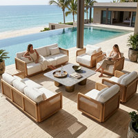 Luxus-Resort Massivholz Teakholz Couch-Set Moderne Outdoor-Möbel Olefin Hochelastischer Schwamm Sofa