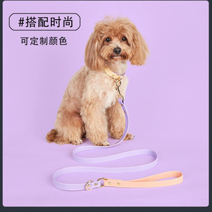 Ensemble laisse et collier en PVC pour animaux de compagnie, imperméable, résistant aux morsures, pour promenades en extérieur, couleur unie - Product Image 4