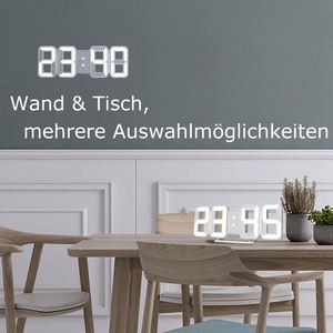 Horloges numériques LED 3D, affichage de la date et de l'heure, grand écran, horloges de salle de sport, horloges de table, horloges de bureau, 12/24H, horloge à tubes Nixie - Product Image 3