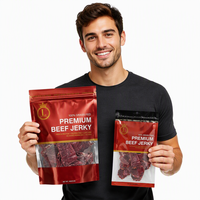 Sacs en plastique pour viande, imprimés sur mesure, refermables, étanches, avec soudure thermique sur 3 côtés, pour l'emballage de bœuf séché et de steak