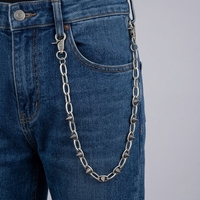 Chaîne de Portefeuille en Métal 3D Personnalisée avec Logo, Rivets en Alliage de Zinc, Chaîne Simple pour Jeans, Style Hip Hop Punk Gothique Robuste pour Hommes