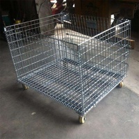 Logistique zinguée stockage de fret industriel cage de stockage de panier métallique pliable cage de stockage