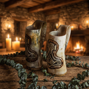 Handmade Buffalo Horn <b>Mug</b> Handle Carved <b>Vintage</b> Design Natural Polished 600ml Eco-Friendly Customizable Drinking Cup for Beer - Product Image 3