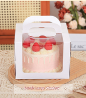 Boîte à gâteau en papier blanc personnalisée avec poignée et grande fenêtre transparente pour pâtisserie de 6 pouces, vente en gros