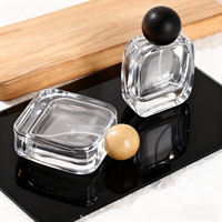 Flacon de parfum vide de luxe, carré arrondi, avec bouchon en bois rond, 30ml/50ml/100ml, flacon de parfum en verre cristal épais transparent