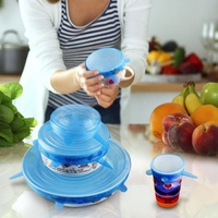 6PCS Silicone Stretch Lids Universal Silicone Food Wrap Bowl Pot Lid Silicone Cover Pan Cooking Kitchen Accessories