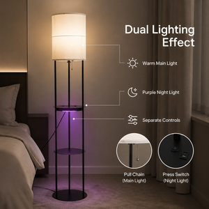 Lampadaire moderne avec abat-jour en tissu E27, support en fer, port de charge USB, lumière blanc chaud, pour chambre à coucher, salon, décoration intérieure - Product Image 4