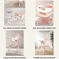 Chaise haute multifonctionnelle pour bébé, chaise d'alimentation portable, table pour enfants, chaise pliante, chaise haute réglable en hauteur, chaise haute pour bébé 3 en 1