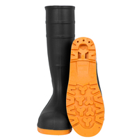 Bottes de sécurité anti-choc en PVC avec embout et plaque en acier, modèle 801 OEM, personnalisables, noires avec semelle jaune, pour travaux agricoles et de construction