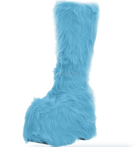 19 cm Unisex Piel cálida <span class=keywords><strong>Pelo</strong></span> largo Piel <span class=keywords><strong>Pelo</strong></span> azul Borlas <span class=keywords><strong>Plataforma</strong></span> Rodilla Bota Stiletto Tacón plateado Mujeres Pole Cavallino Boots - Product Image 4