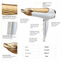 Sèche-cheveux professionnel à moteur sans balais à température constante ergonomique avec logo personnalisé, haute vitesse, pour salon professionnel