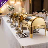 Ensemble de réchauds de buffet dorés pour banquets, mariages, événements, fêtes, décoration de table, chauffe-plats pour la restauration