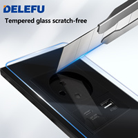 Prise murale DELEFU 16A 250V de type H israélien avec charge rapide USB A Type C 20W, panneau en verre trempé