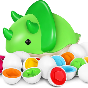 12 Huevos de Juego Montessori para Bebés y Niños Pequeños, Juguete de Motricidad Fina y Sensorial, Clasificador de Colores con Forma de Dinosaurio, Huevos de Pascua para Niños - Product Image 1