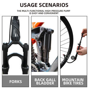 BAIMEI pompa sepeda portabel dengan pengukur tekanan, pompa guncangan udara suspensi depan 300 PSI dengan tombol pelepas udara - Product Image 4