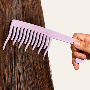 Sudi <b>Wide</b> Tooth Hair <b>Comb</b> 15 Cm Plastic With Hook For Wet And Dry Use Smooths Hair Multifunction - Product Image 3
