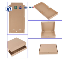 Boîte à pizza pliable avec poignée de transport, personnalisée, en papier kraft ondulé, pour la livraison familiale et la restauration