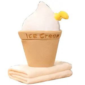 New Design Creative Cute Funny Simulation Ice Cream Pillow Plush Toys for Friend Birthday Gifts