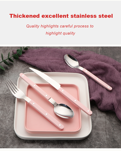 طقم أدوات مطبخ حديثة على الطراز الكوري ، تصميم مذكرة ، ملعقة شوكة شبه سكين بمقبض بلاستيكي أكريليك - Product Image 4