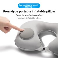 Oreiller de voyage gonflable personnalisable en forme de U – Portable pour voiture/avion, en tissu de soie de lait écologique, soutien cervical