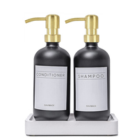 En gros, Distributeur de savon liquide pour les mains en verre de 16 oz avec pompe pulvérisatrice, pour hôtel, fixation murale