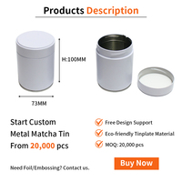 Fabricant de boîtes en fer blanc, petit récipient de stockage personnalisé en fer blanc, emballage métallique pour poudre de matcha, boîte à matcha avec couvercle à vis