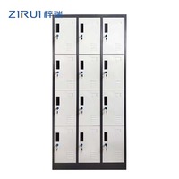 Armoire de rangement en acier à 12 portes avec serrure à clé pour employés, gymnase, école, dortoir