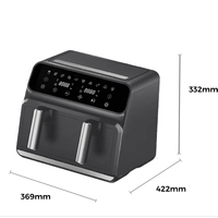 Friteuse à air moderne 8L Four électrique carré en plastique à écran tactile multifonction pour la torréfaction, la cuisson et la cuisine Ménage Hôtel