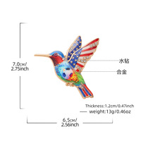 Épinglette Colibri - Épinglette à thème football pour la Fête de l'Indépendance américaine - Accessoire de costume, broche animale en strass