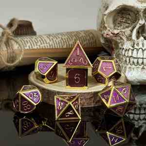 Wholesale Antique Brass Color Metal <b>Dice</b> Engraved Number Polyhedral Set for Board Game Gamer Gift - Product Image 3
